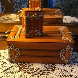 2 Numi Bamboo Decorative Boxes with Accents